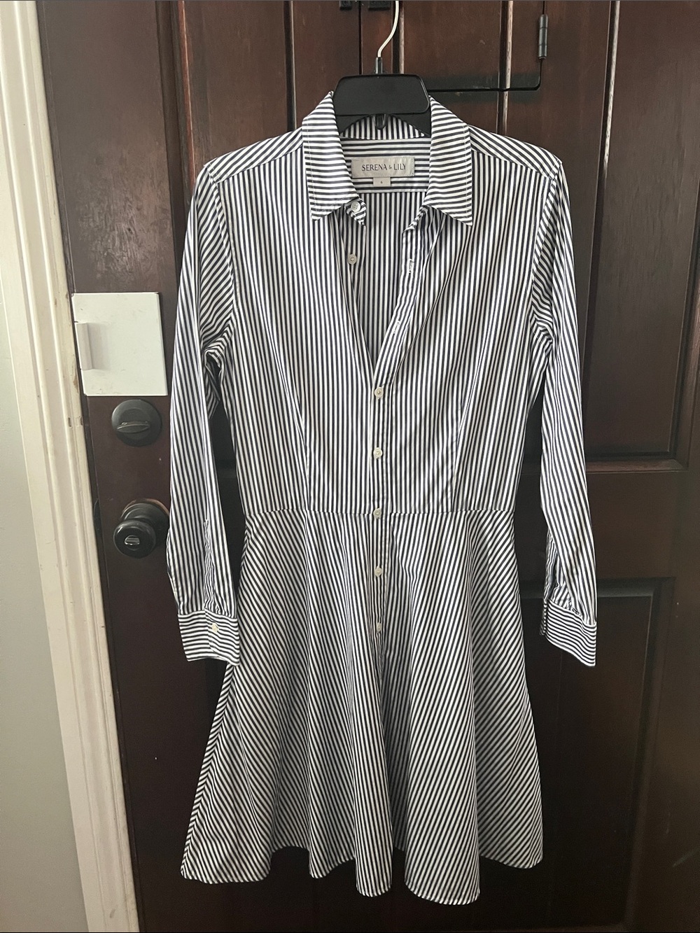 Serena & Lily Jane shirt Dress navy striped size 6